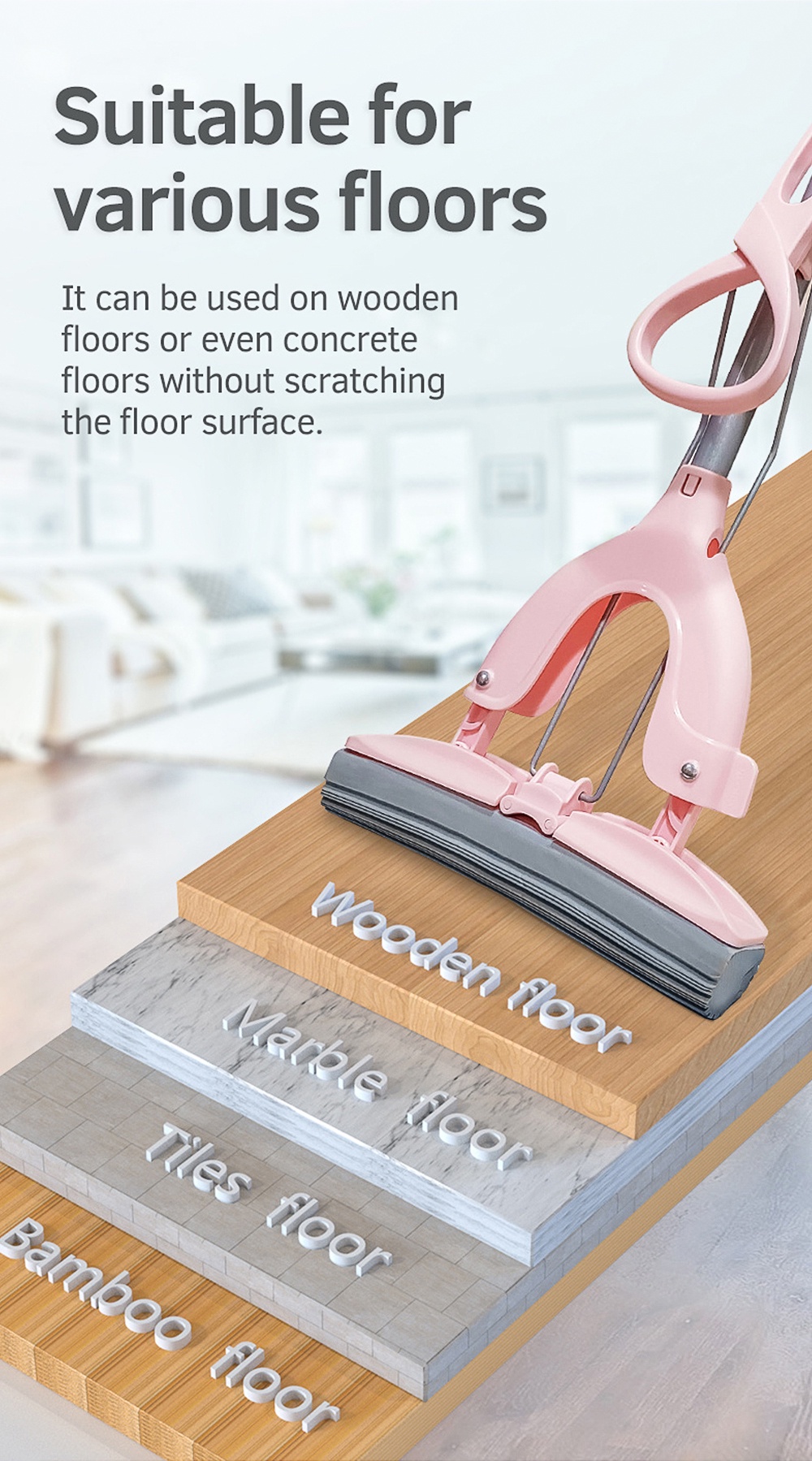 Quick dry PVA sponge floor mop-9